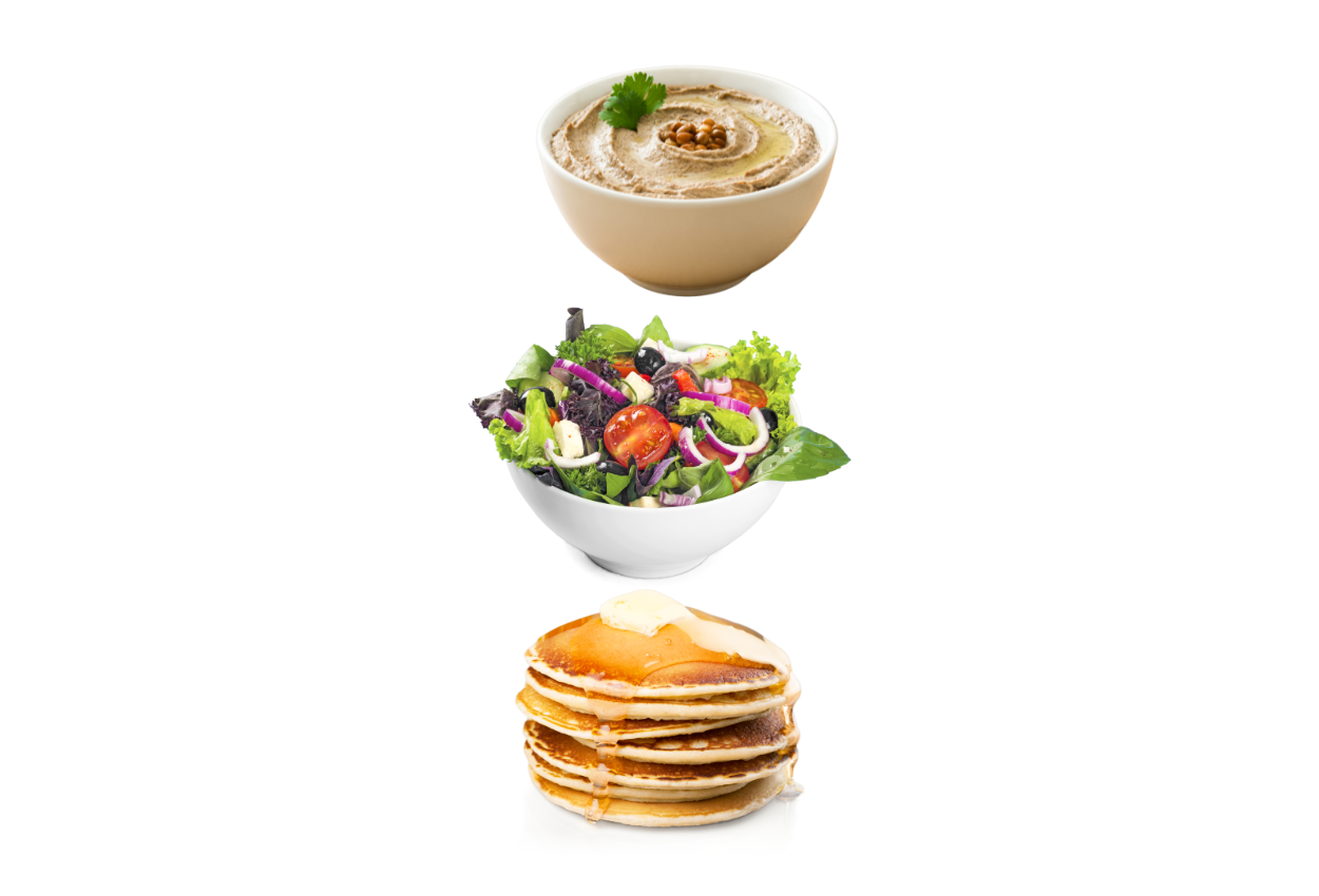 Image of salad, Pancakes, Shakshuka